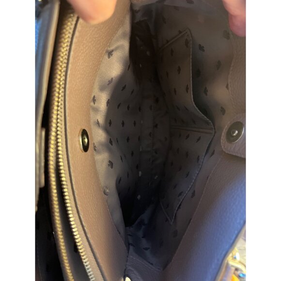Kate Spade Jackson Taupe Brown Leather Triple Compartment Satchel Snake Embossed - Picture 11 of 12